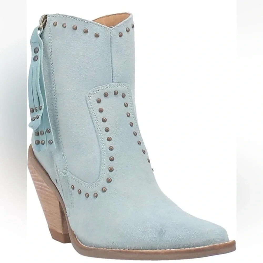 Dingo Womens Classy N' Sassy Snip Toe Leather Ankle Boots, Size 9 Denim Blue NWT - Picture 12 of 15